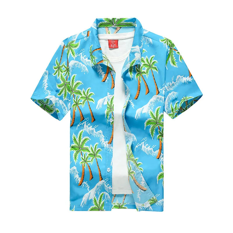 Camisa havaiana masculina de verão para praia