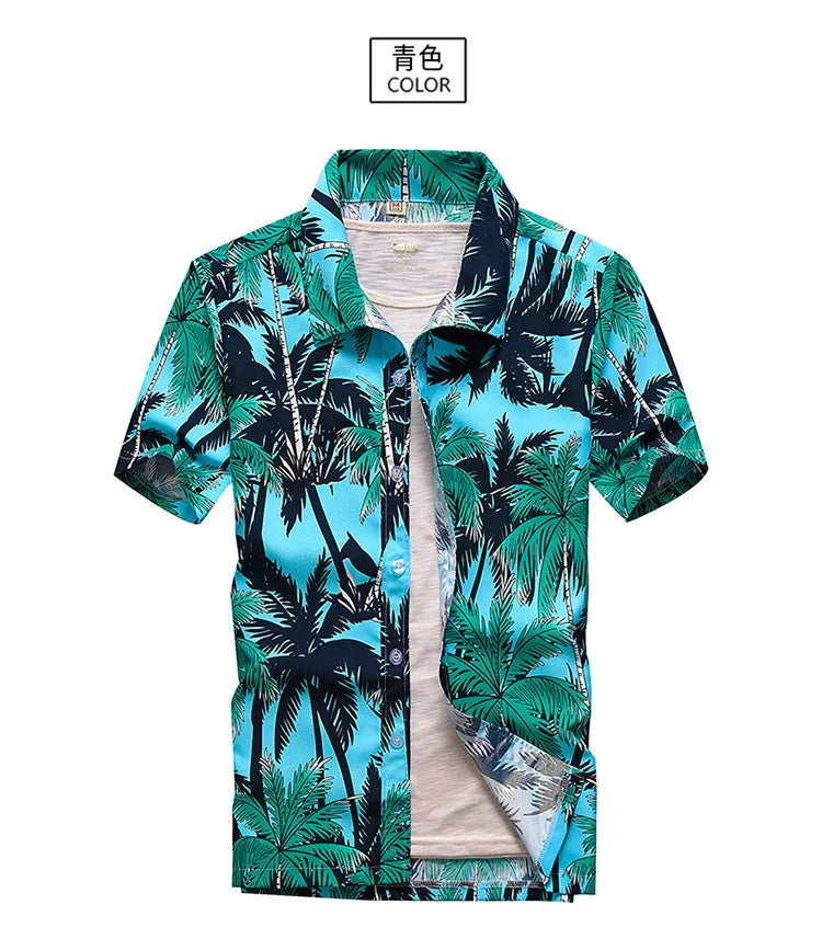 Camisa havaiana masculina de verão para praia