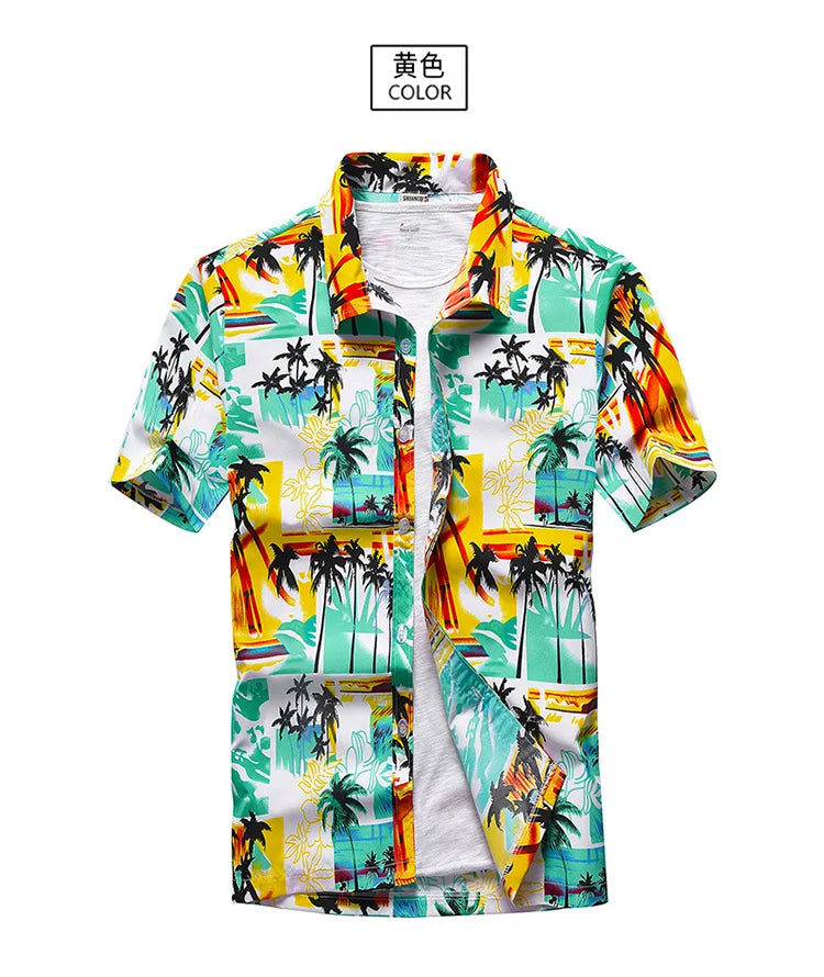 Camisa havaiana masculina de verão para praia