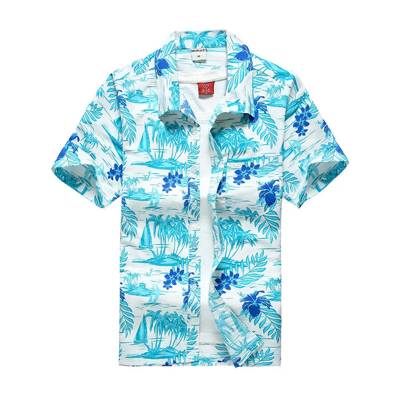 Camisa havaiana masculina de verão para praia