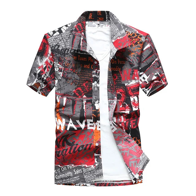 Camisa havaiana masculina de verão para praia