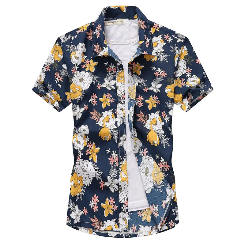 Camisa havaiana masculina de verão para praia