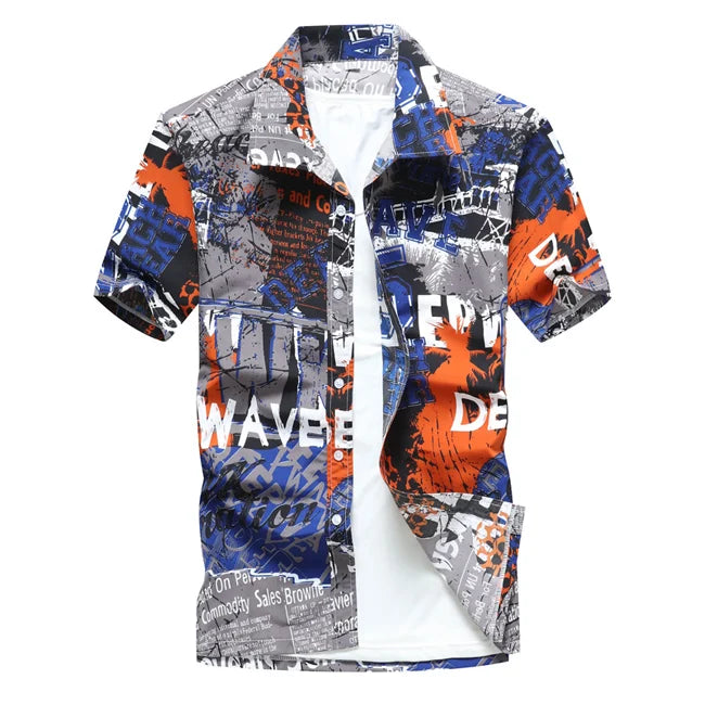 Camisa havaiana masculina de verão para praia