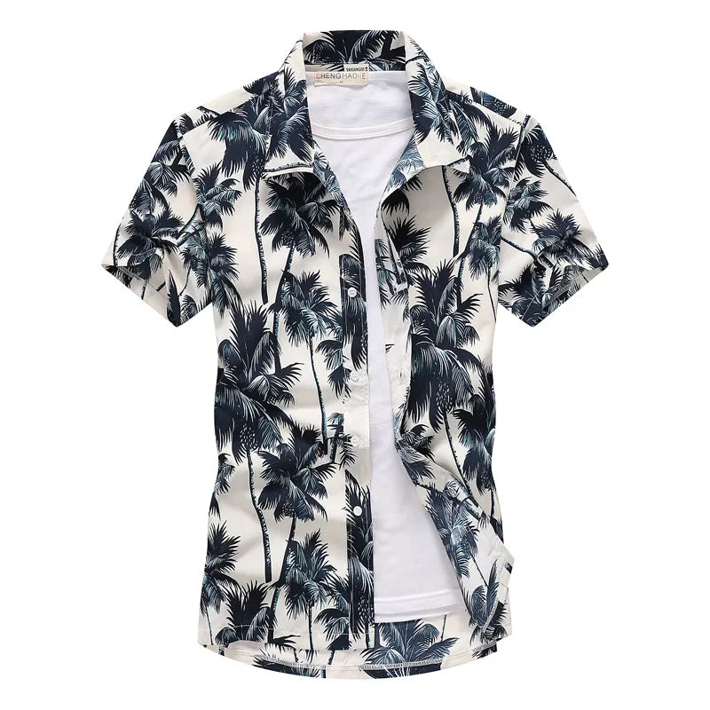 Camisa havaiana masculina de verão para praia