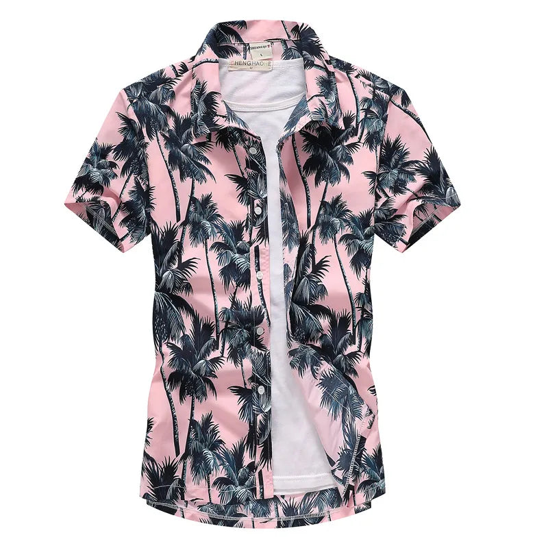Camisa havaiana masculina de verão para praia