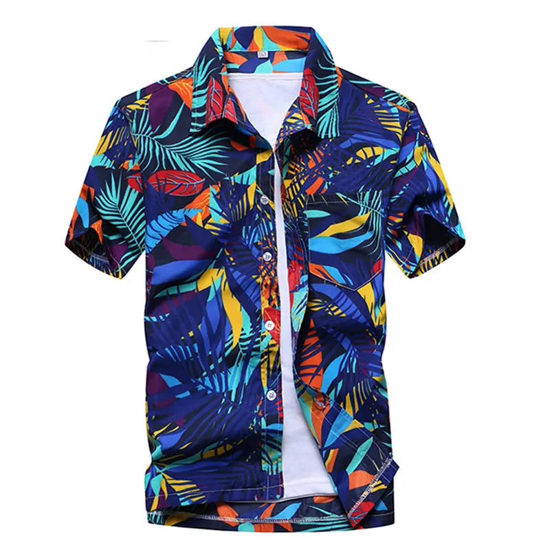 Camisa havaiana masculina de verão para praia
