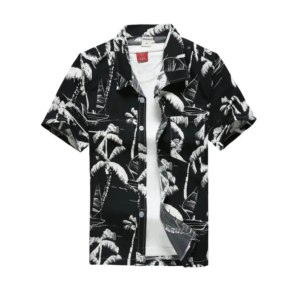 Camisa havaiana masculina de verão para praia