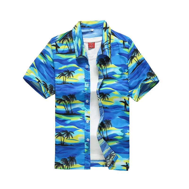 Camisa havaiana masculina de verão para praia