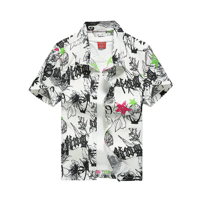 Camisa havaiana masculina de verão para praia