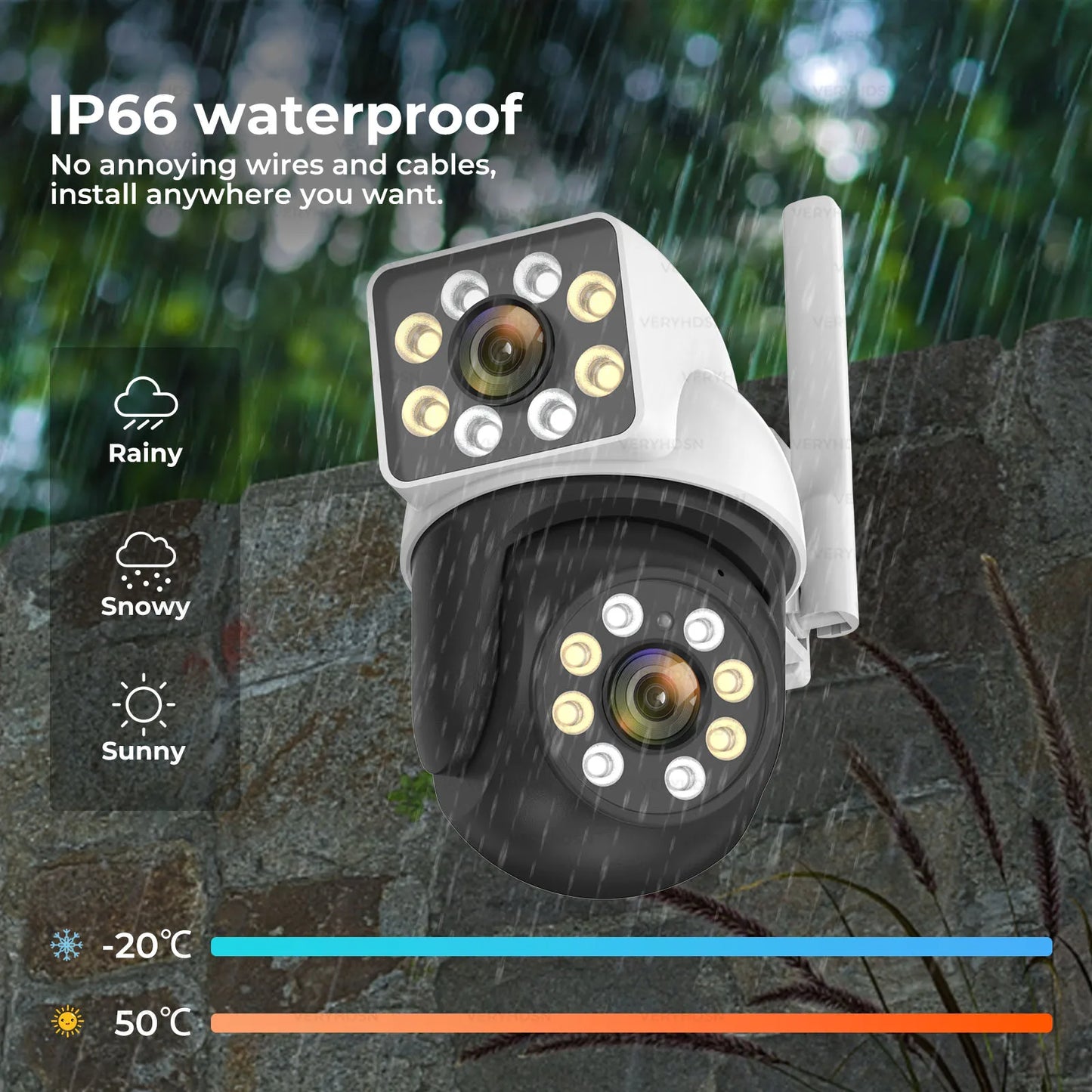 Câmera IP WiFi de lente dupla 5G 8MP Câmeras de vigilância PTZ Segurança Visão noturna colorida CCTV AI Detecção humana Zoom digital 4X