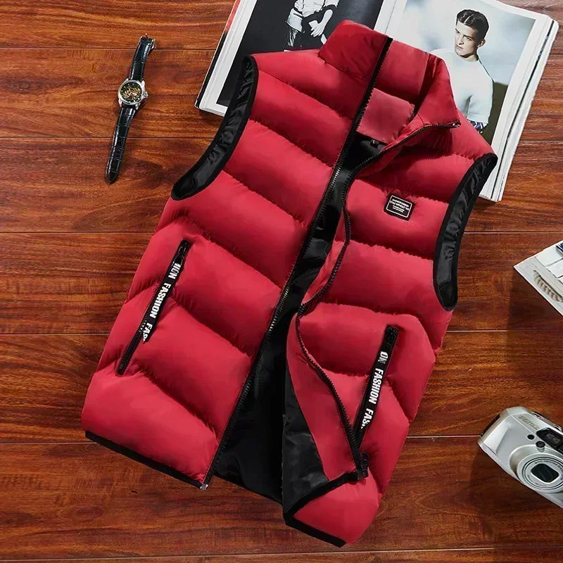 Moda Masculina Jaqueta Sem Mangas Colete Outono Térmico Macio