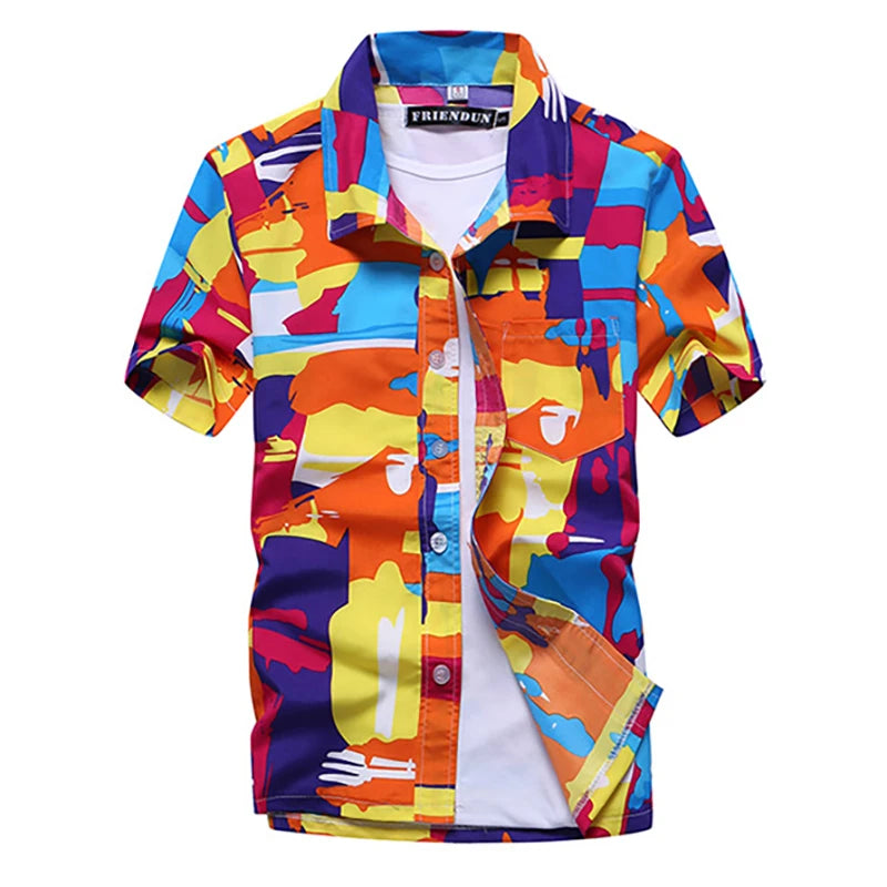 Camisa havaiana masculina de verão para praia