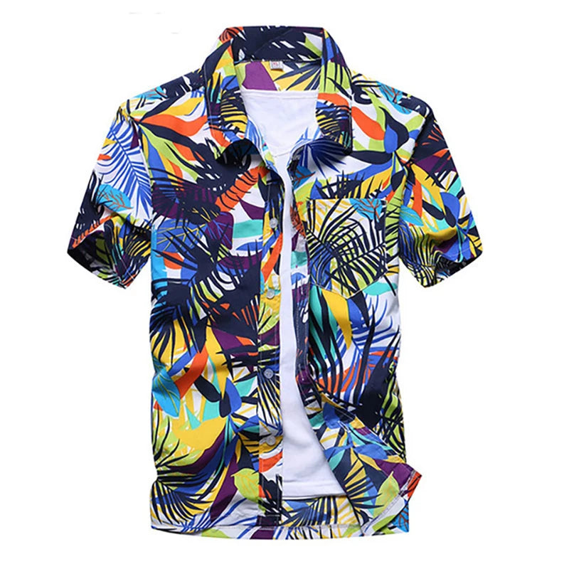 Camisa havaiana masculina de verão para praia