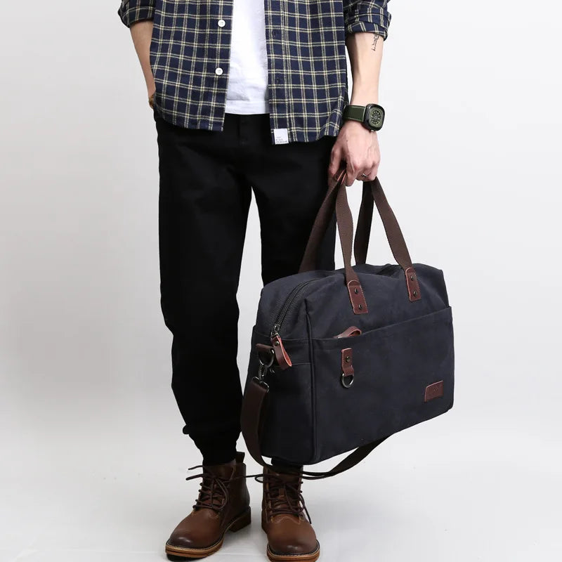 Bolsa de lona masculina, bolsa de ombro de grande capacidade, bolsa de viagem ao ar livre, bolsas de mão masculinas, bolsas de fitness vintage, bolsas para laptop, bolsas de negócios