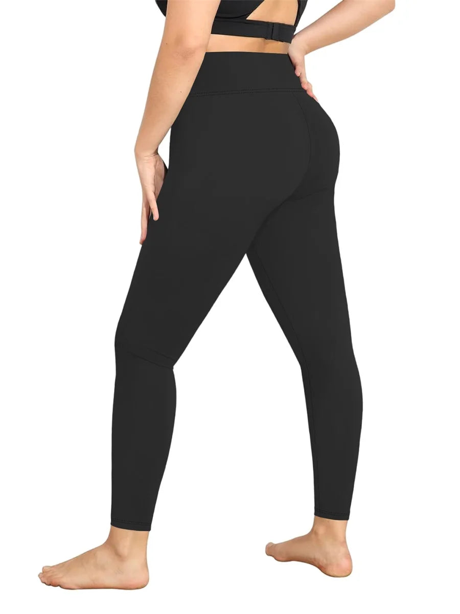 Leggings femininas de cintura alta para yoga, plus size, cor sólida, elástica, calças de treino para corrida, academia, fitness, roupas desportivas, calças de yoga