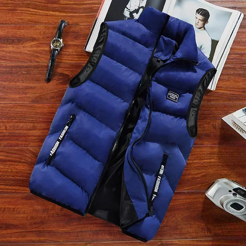 Moda Masculina Jaqueta Sem Mangas Colete Outono Térmico Macio