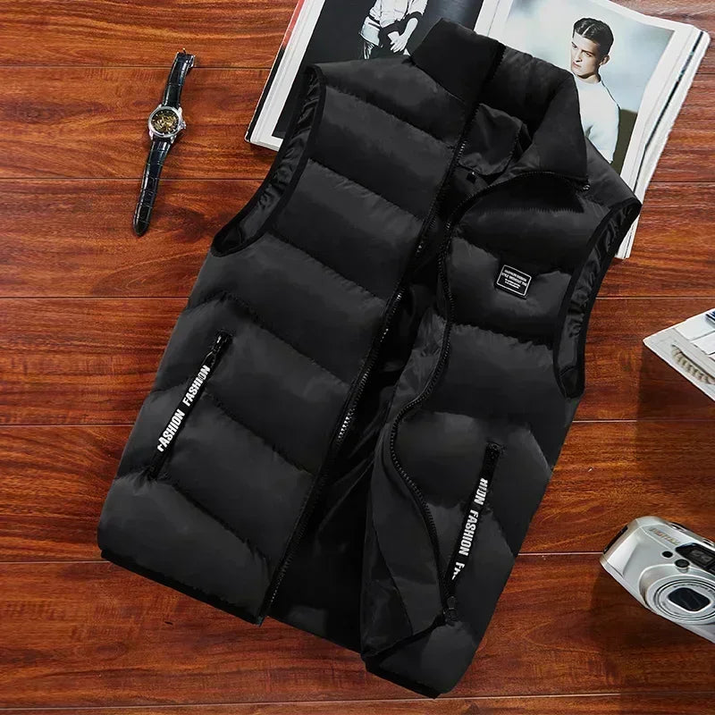 Moda Masculina Jaqueta Sem Mangas Colete Outono Térmico Macio