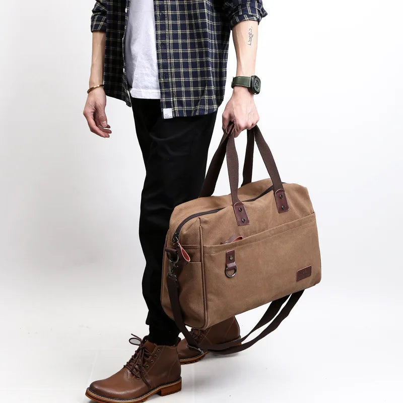 Bolsa de lona masculina, bolsa de ombro de grande capacidade, bolsa de viagem ao ar livre, bolsas de mão masculinas, bolsas de fitness vintage, bolsas para laptop, bolsas de negócios