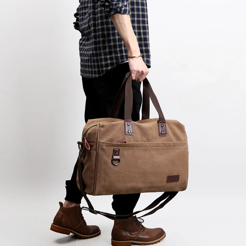Bolsa de lona masculina, bolsa de ombro de grande capacidade, bolsa de viagem ao ar livre, bolsas de mão masculinas, bolsas de fitness vintage, bolsas para laptop, bolsas de negócios