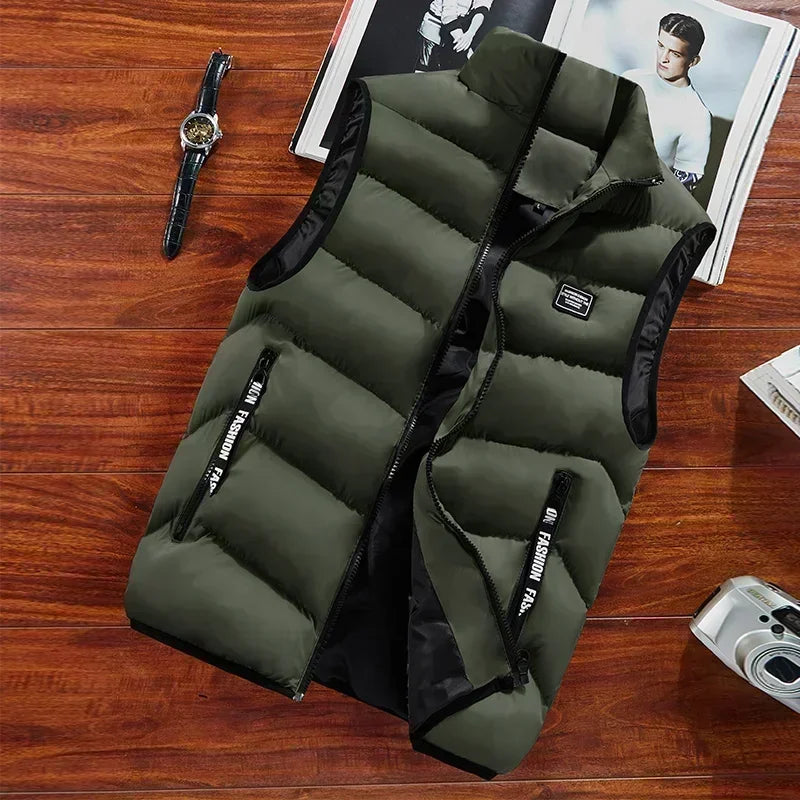 Moda Masculina Jaqueta Sem Mangas Colete Outono Térmico Macio
