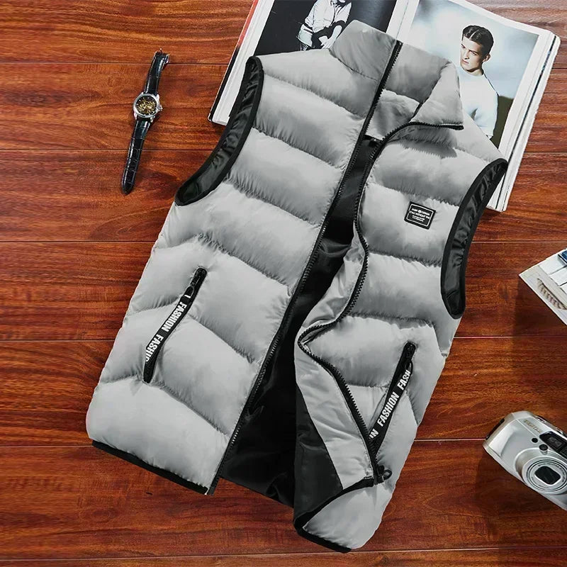 Moda Masculina Jaqueta Sem Mangas Colete Outono Térmico Macio