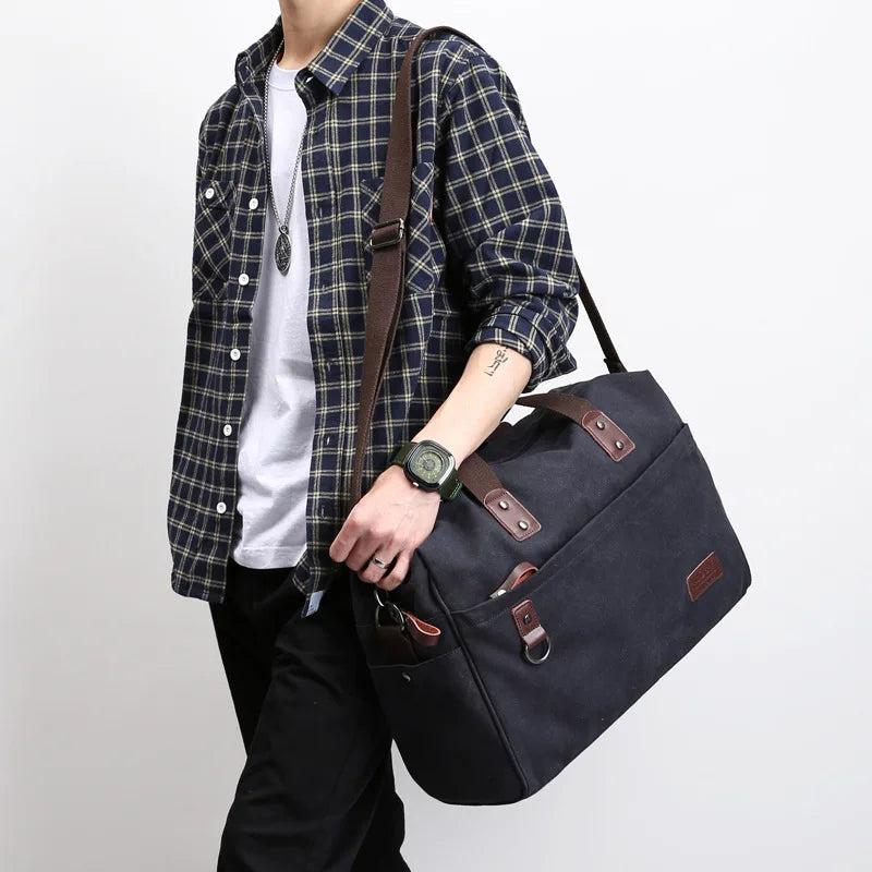 Bolsa de lona masculina, bolsa de ombro de grande capacidade, bolsa de viagem ao ar livre, bolsas de mão masculinas, bolsas de fitness vintage, bolsas para laptop, bolsas de negócios